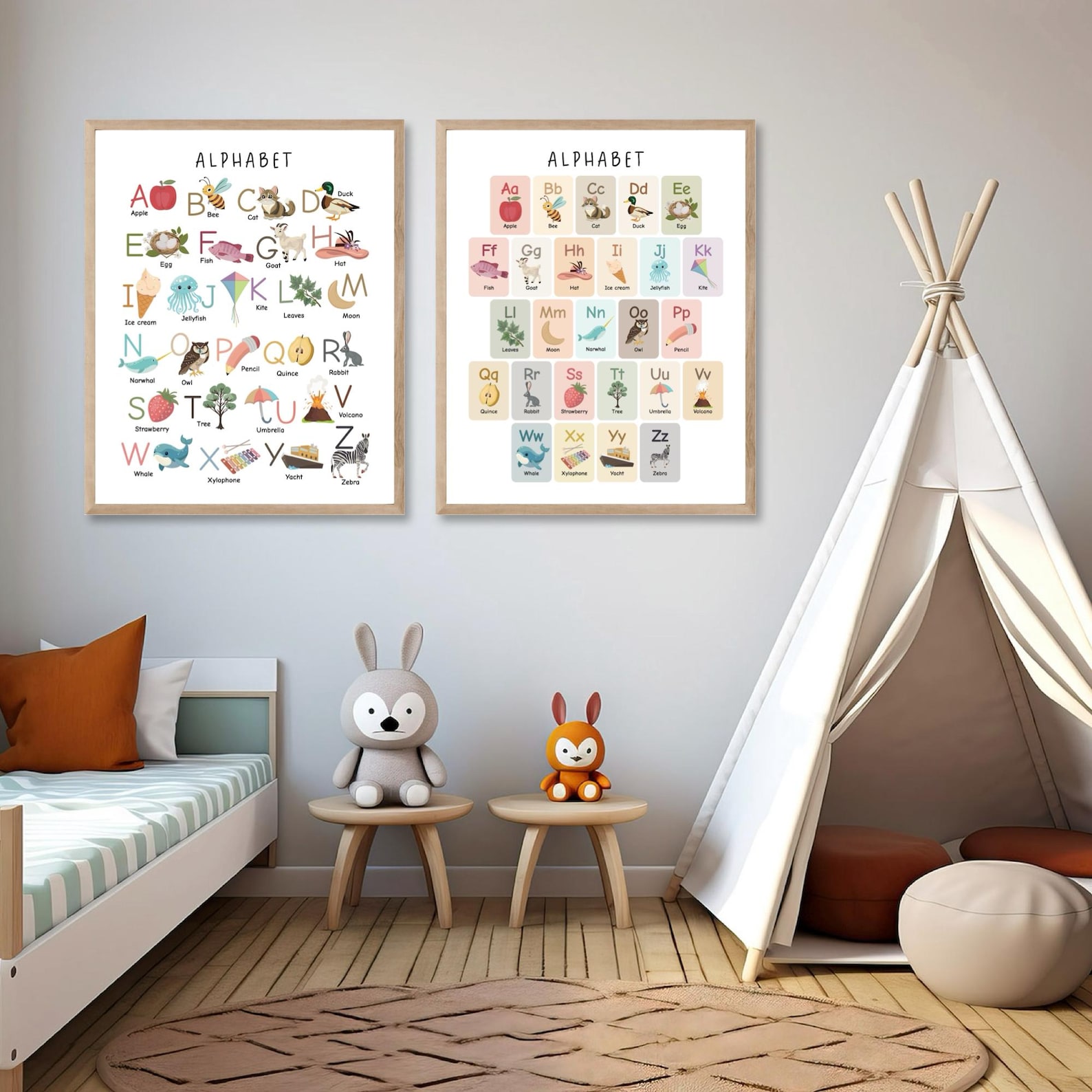ABC Poster Alphabet Poster, Educational Illustrated Alphabet, Wall Art ...