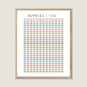 Number Chart 1-350, Numbers 1 to 350 Printable, Count to 350, Numbers and Counting, Math Printables, Printable Math Aids, Numeracy Aid