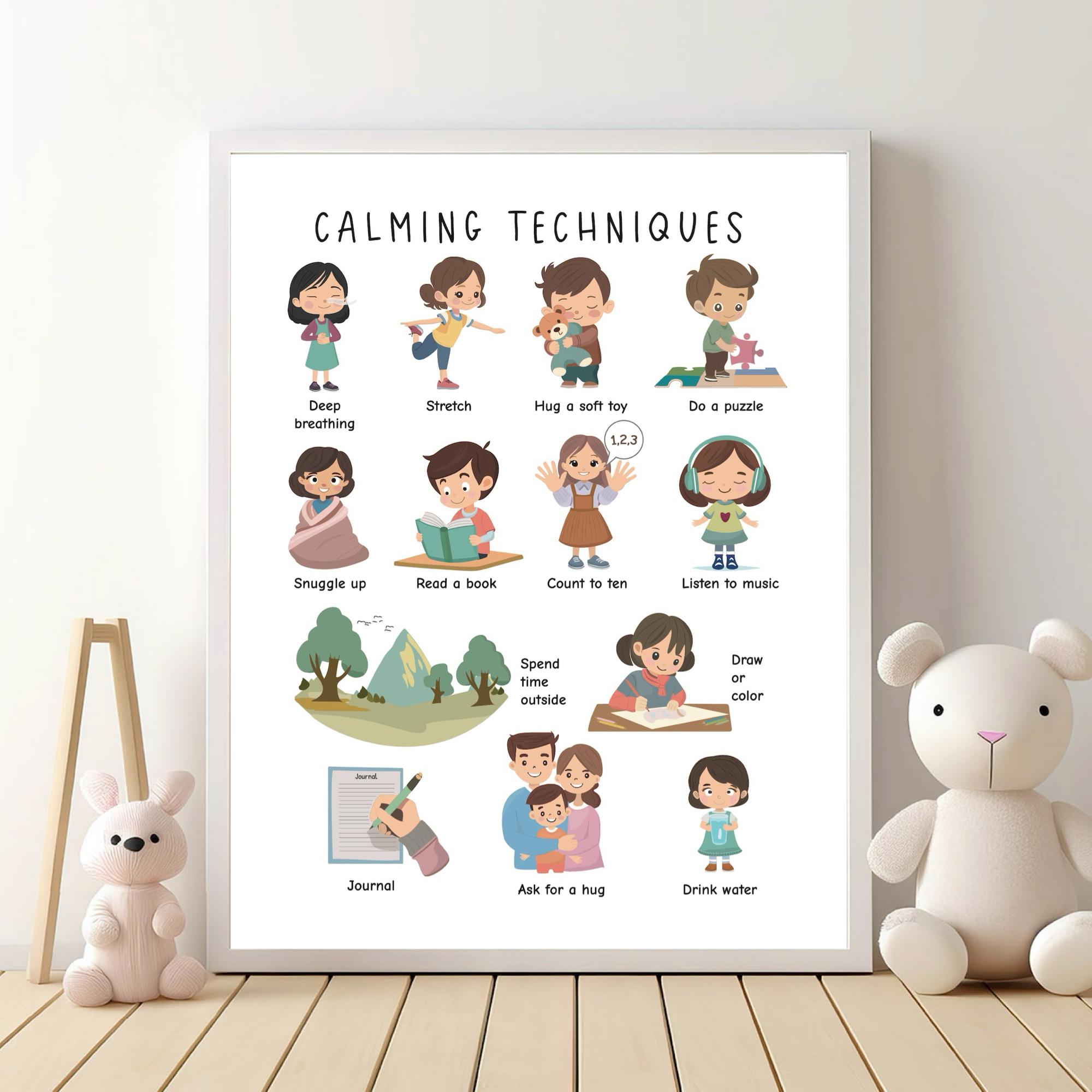 Calming Techniques Poster for Toddlers, Coping Skills Chart (digital ...