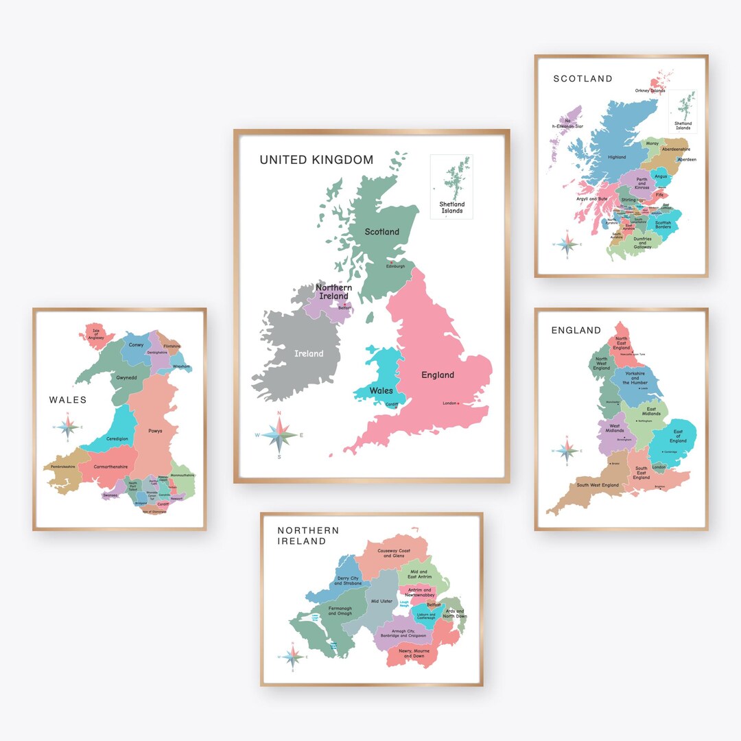 Uk Map Names United Kingdom Map Set With England Scotland Wales and Northern Ireland ...