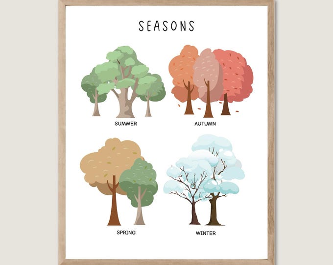 MONTHS of the Year & Four SEASONS POSTER • Montessori Educational ...