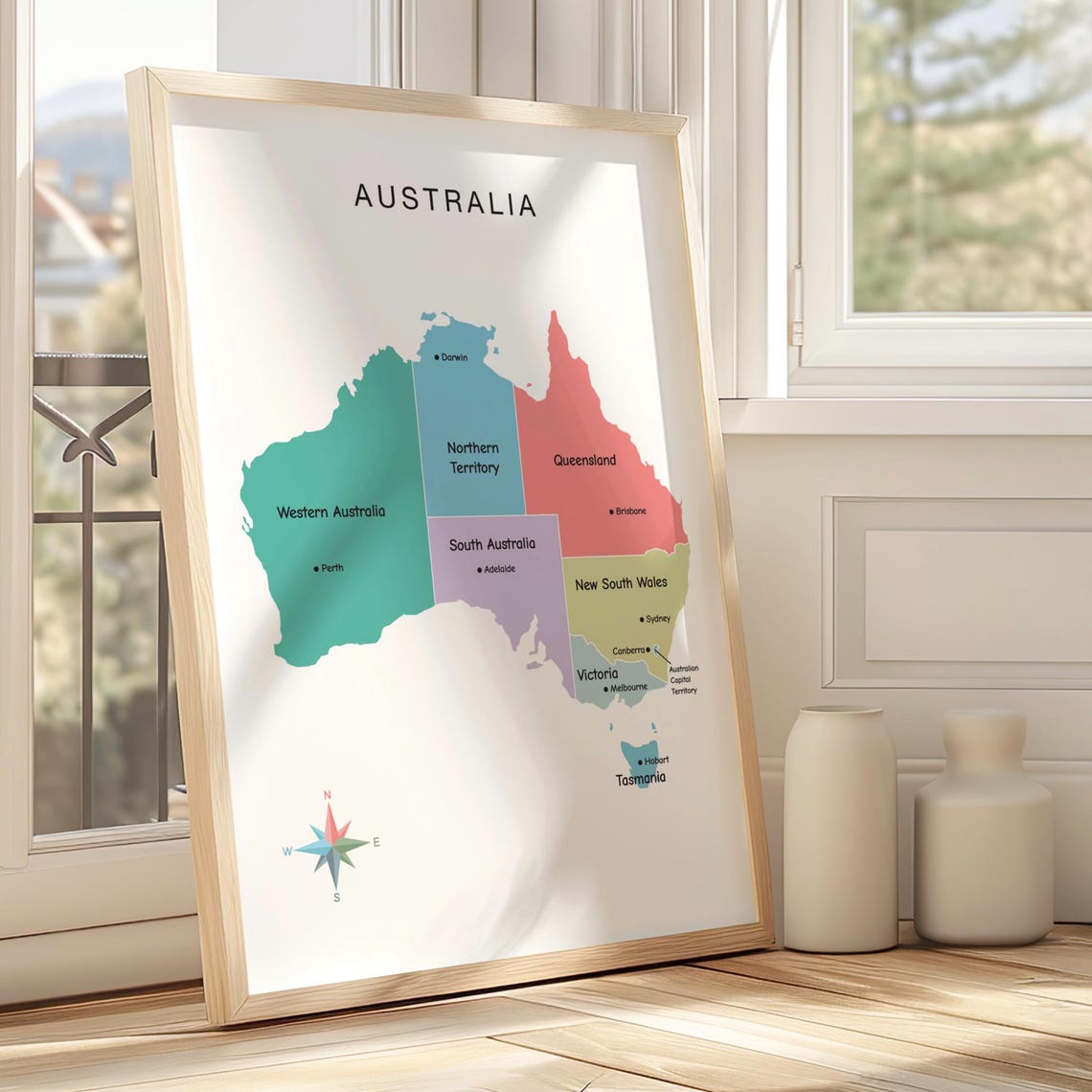 Australia Colorful Map Printable With States and Capitals Modern ...