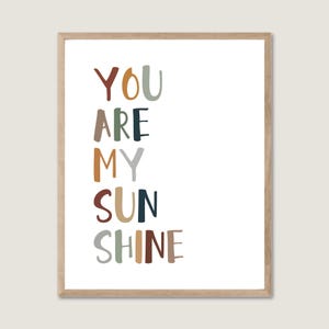 You Are My Sunshine Poster, Sunshine Wall Art, Boho nursery decor, Sunshine prints, Sun nursery, Kids playroom decor