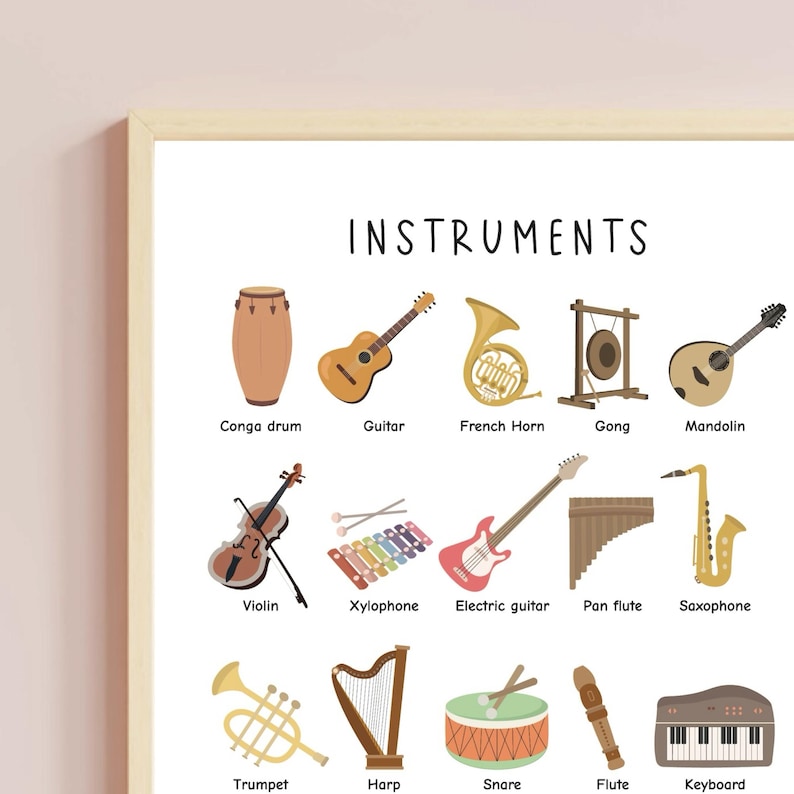Musical Instruments Poster, Homeschool Prints, Rainbow Musical Print ...