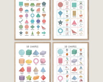 2D and 3D Shapes Poster, Rainbow Classroom Decor (Digital Download)
