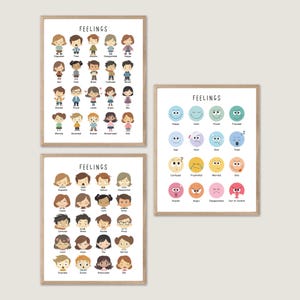Póster de sentimientos, cuadro de sentimientos, cuadro de emociones del arco iris, póster educativo imprimible, aprendizaje en el hogar y la escuela, impresión de educación en el hogar