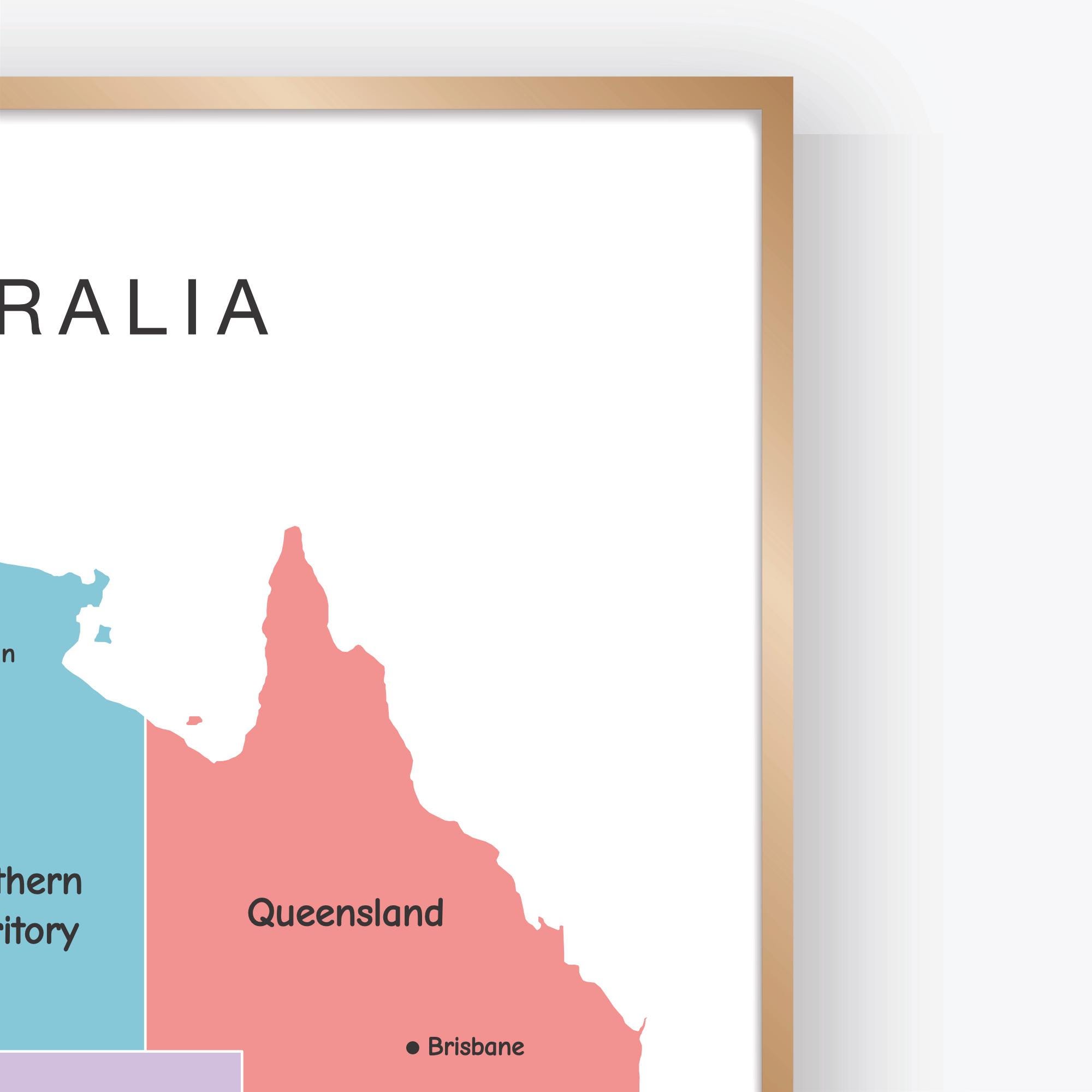 Australia Colorful Map Printable With States and Capitals Modern ...