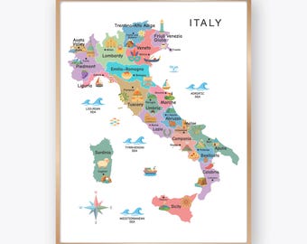 イタリア地図 - デジタルダウンロード - Etsy 日本