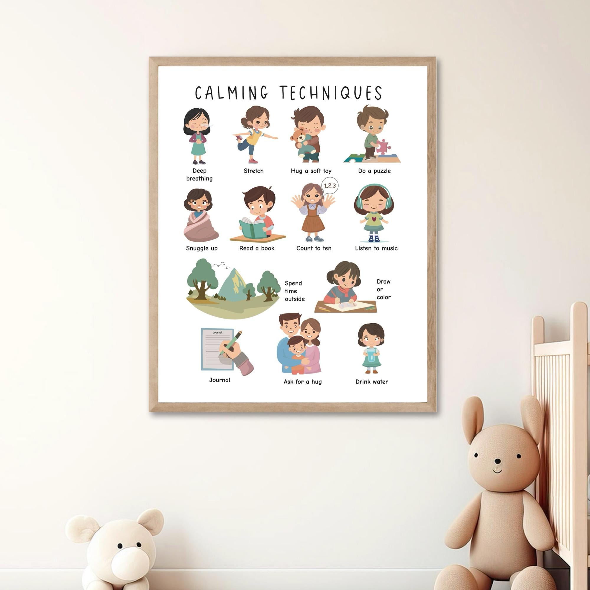 Calming Techniques Poster for Toddlers, Coping Skills Chart (digital ...