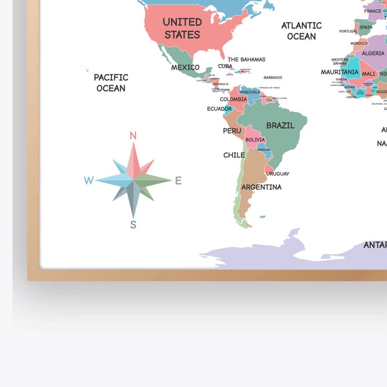 World Map With Countries Labeled, Detailed World Geography Poster for ...