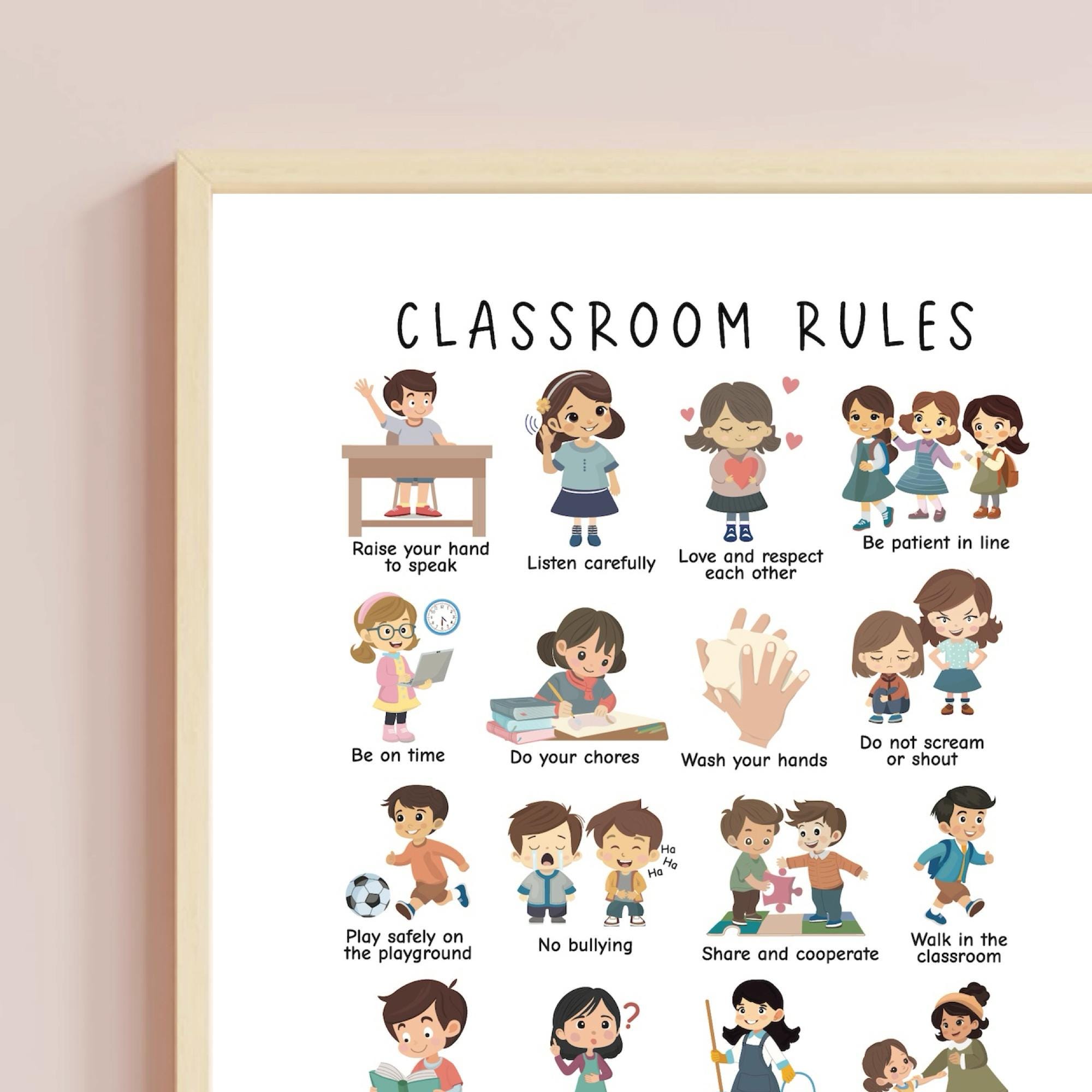 Classroom Rules, Classroom Agreement Poster, Rules Print, Class Rules ...