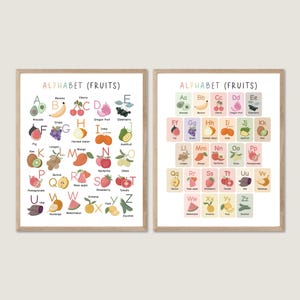 Fruits Alphabet Print, Learning Letters, Fruits ABC, Alphabet Poster, Nursery Decor, Fruits Kitchen ABC Poster, Fruits Nursery