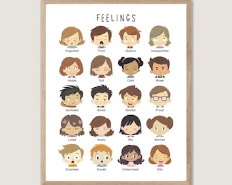 Toddler Feelings Chart, Educational Emotions Poster (Digital Download)