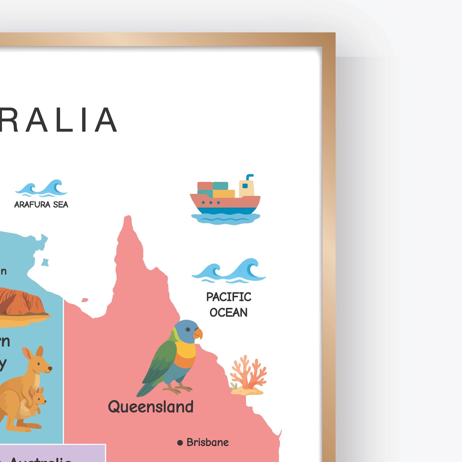 Australia Illustrated Map Printable With States and Capitals Colorful ...