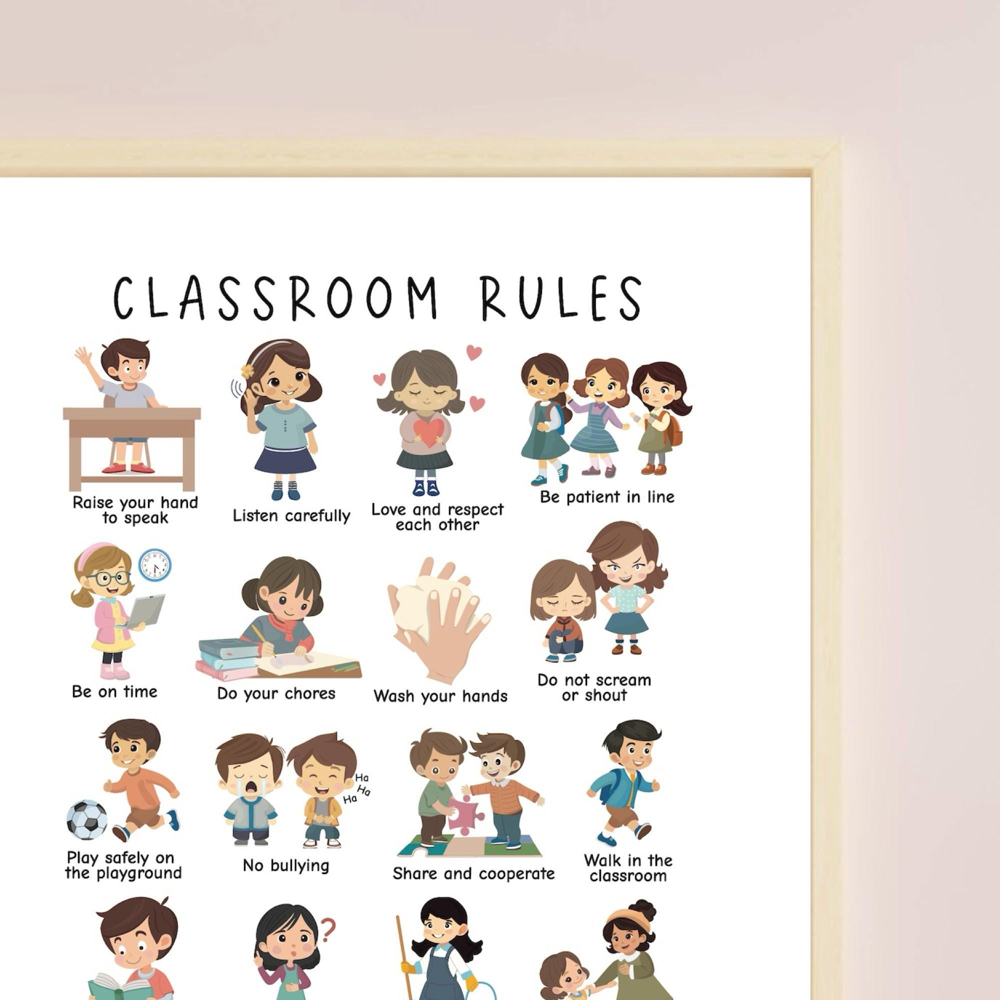 Classroom Rules, Classroom Agreement Poster, Rules Print, Class Rules ...