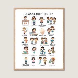 Classroom rules, classroom agreement poster, rules print, class rules poster, pastel classroom poster, Classroom Rules Sign, In Classroom