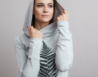 Women hoodie with pockets Tuso grey