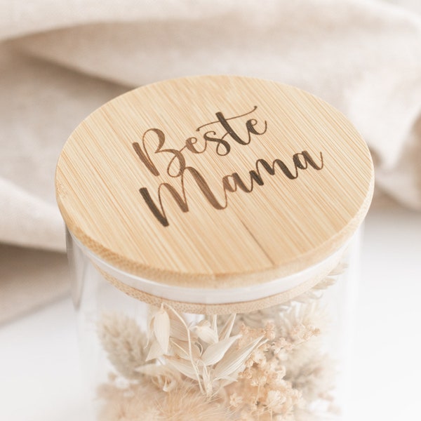 Beste Mama - Vorratsglas | Geschenkverpackung mit Gravur | Feinkost, Gutscheine, Geld & Fotos