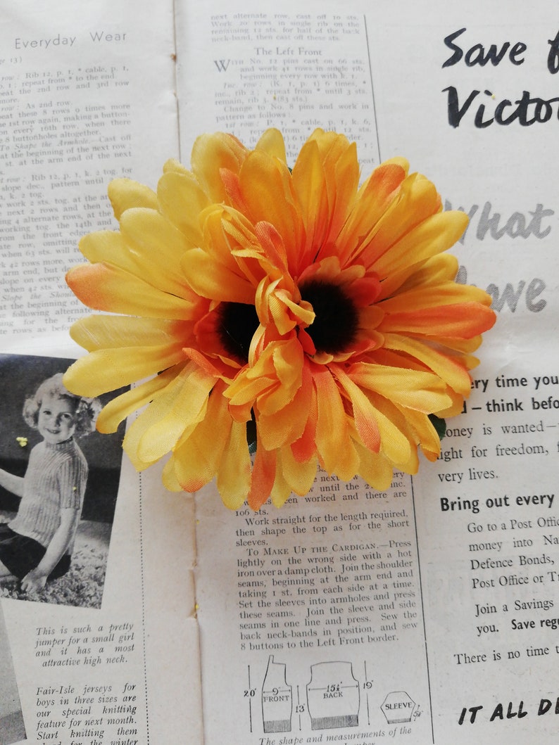 Vintage Pinup Sunflower Hair Flower