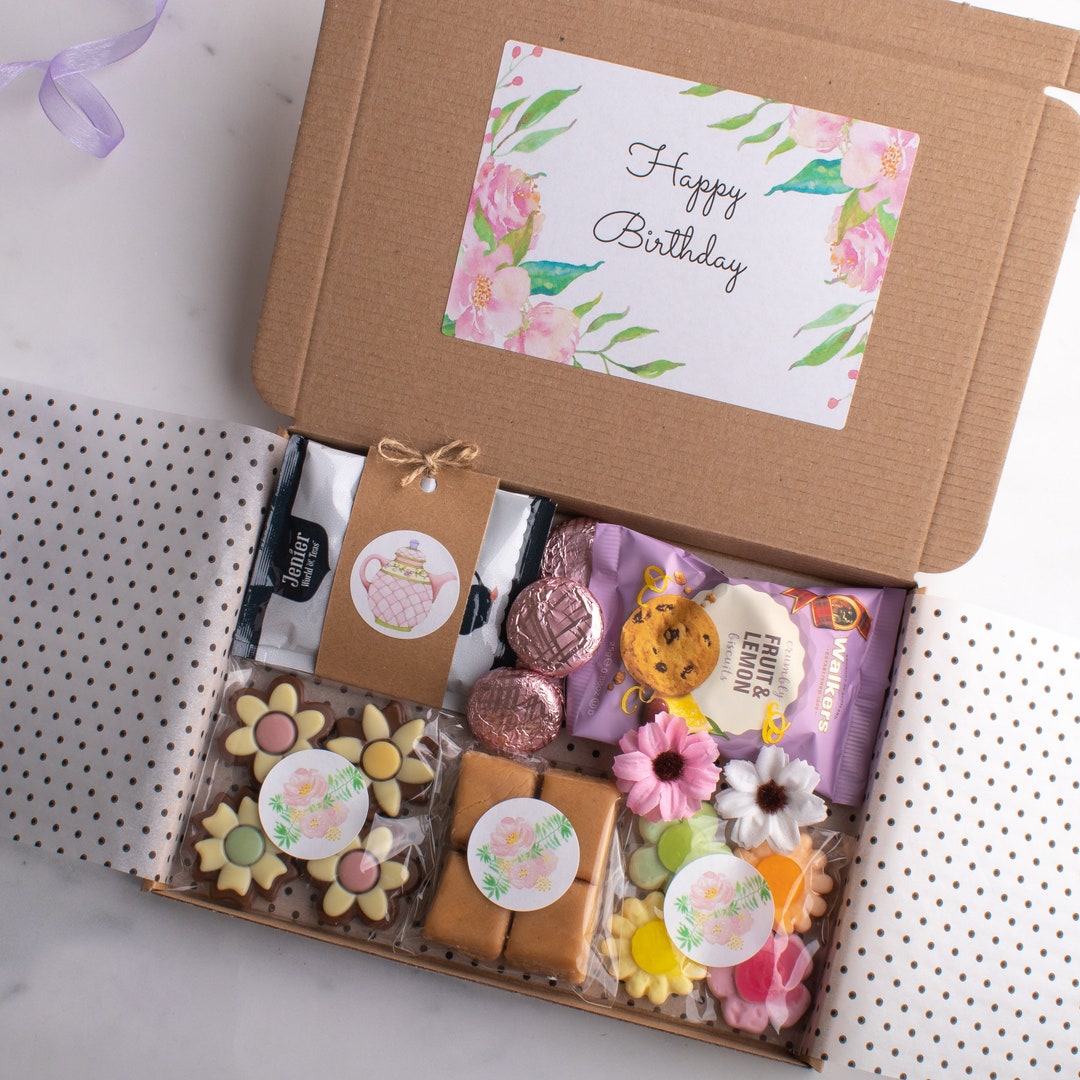 Floral Afternoon Tea Letterbox Gift Hamper | Chocolate, Fudge, Biscuits ...