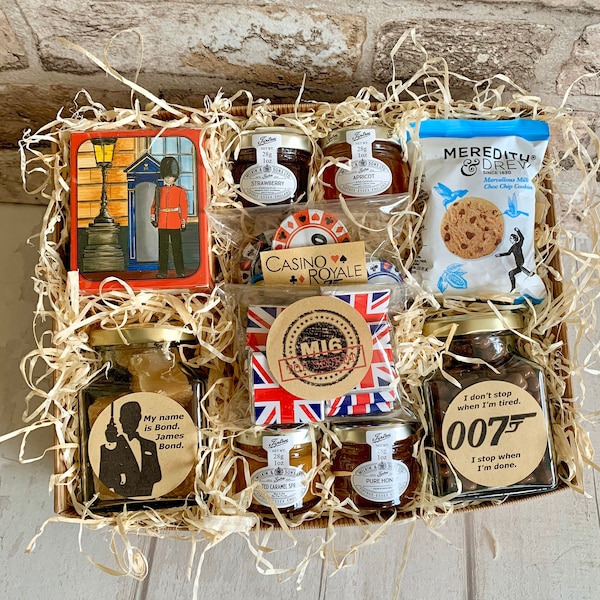 James Bond Inspired Afternoon Tea Hamper | 007 | Shaken Not Stirred | Secret Service | Themed Gift For Him | Dad | Grandad | Uncle | Brother
