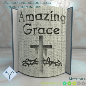 Cross - Amazing Grace: Book Folding Pattern, Instruction DIY folded book art, cut and fold books & only cut + free patterns + free texture