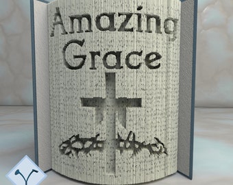 Cross - Amazing Grace: Book Folding Pattern, Instruction DIY folded book art, cut and fold books & only cut + free patterns + free texture