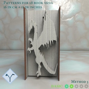 Standing Dragon: Book Folding Pattern, Instruction DIY folded book art, cut and fold books & only cut free patterns free texture image 8