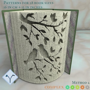 Birds In Tree: Book Folding Pattern, Instruction DIY folded book art, cut and fold books & only cut + free patterns + free texture