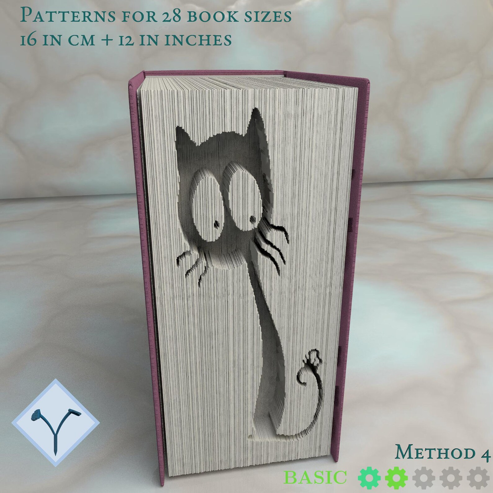 Surprised Cat Book Folding Pattern Instruction DIY Folded Etsy
