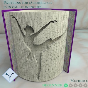 Ballerina: Book Folding Pattern, Instruction DIY folded book art, cut and fold books & only cut + free patterns + free texture