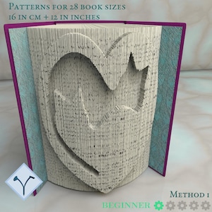 Cuore Gatto: Modello di libro pieghevole, Istruzioni per tagliare e piegare libri e tagliare solo, struttura + modelli gratuiti