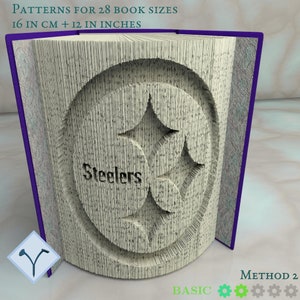 NFL Pittsburgh Steelers: Book Folding Pattern, Instruction DIY folded book art, cut and fold books & only cut + free patterns + free texture