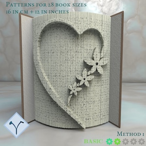 Cuore Con Fiori: Modello di libro pieghevole, Istruzioni per tagliare e piegare libri e tagliare solo, struttura + modelli gratuiti