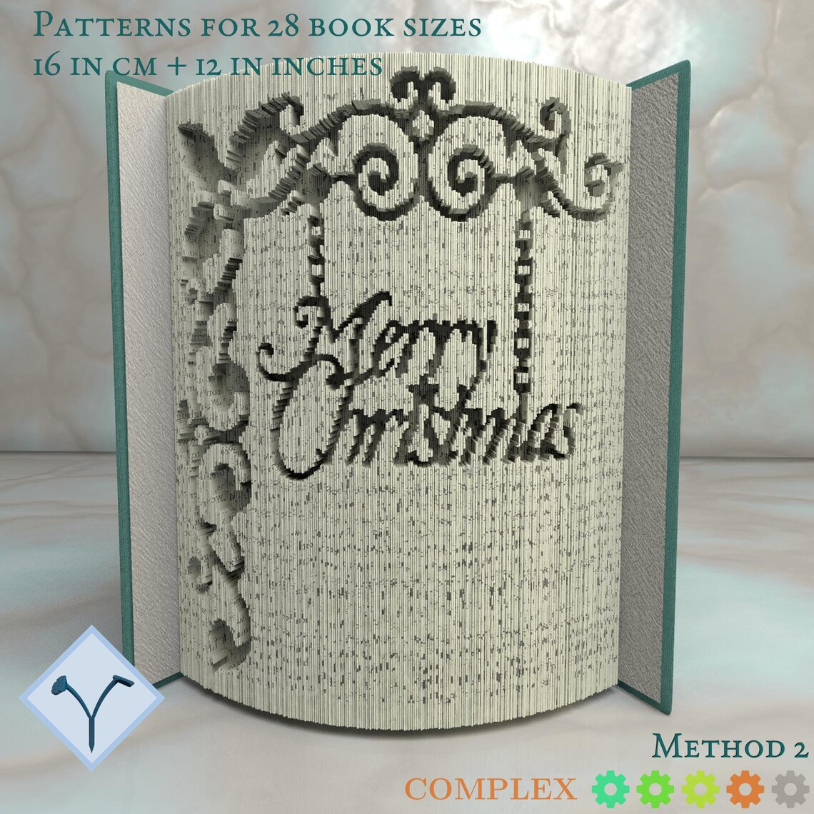 Merry Christmas Book Folding Pattern Instruction DIY Folded Etsy