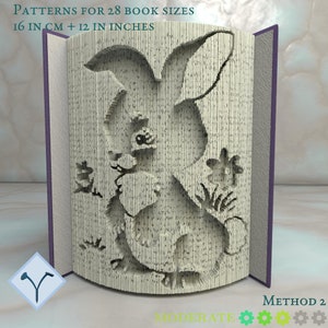 Easter Bunny: Book Folding Pattern, Instruction DIY folded book art, cut and fold books & only cut + free patterns + free texture