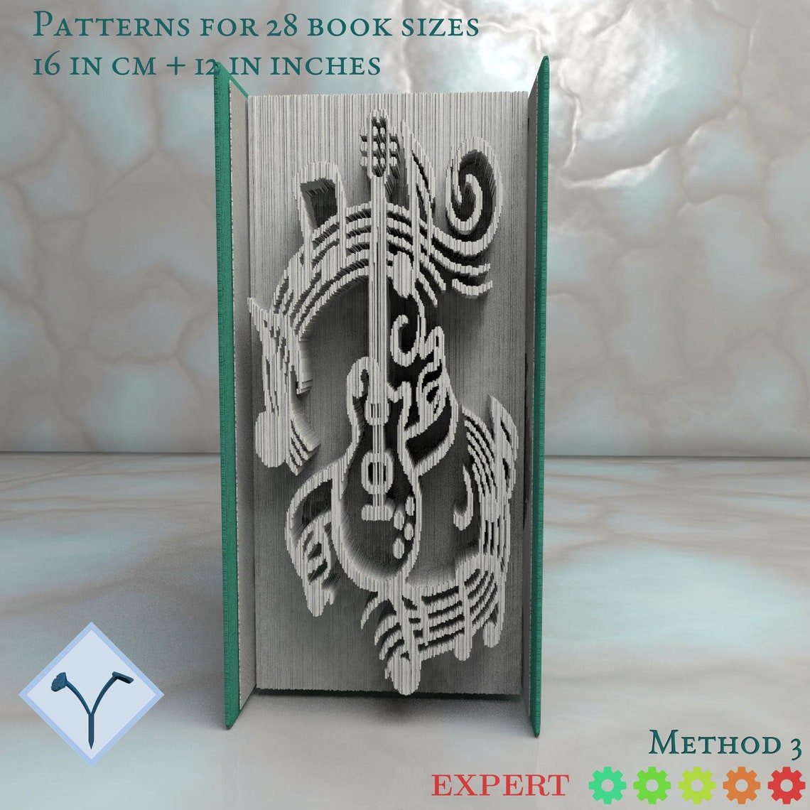 Guitar Musical Notes Book Folding Pattern Instruction DIY Etsy