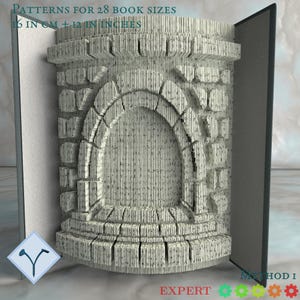 Stone Fireplace: Multilayered Book Art Pattern, Instruction DIY cut and fold & only cut, Book folding digital templates