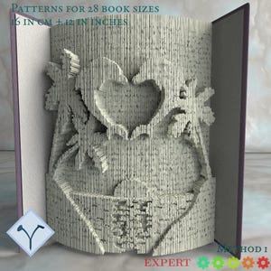 Dolphins Heart: Multilayered Book Art Pattern, Instruction DIY cut and fold & only cut, Book folding digital templates