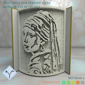 Girl With A Pearl Earring: Book Folding Pattern, Instruction DIY folded book art, cut and fold books & only cut, free patterns + texture