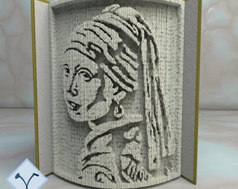 Girl With A Pearl Earring: DIY Cut & Fold Art, Book Folding Pattern and Instructions (PDF)