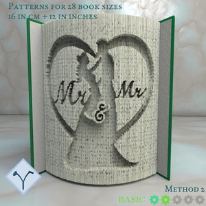 Hochzeit - Brautpaar: Faltbuchmuster, DIY-Anleitung Buchfaltkunst, Schnitt- & Faltbuch und nur Schnittbuch, gratis Muster + gratis Textur