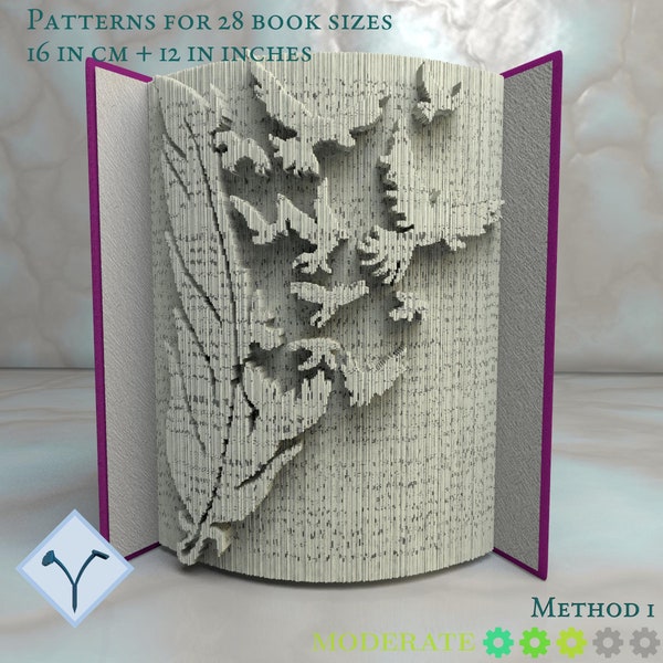 Feather + Birds: Book Folding Pattern, Instruction DIY folded book art, cut and fold books & only cut + free patterns + free texture