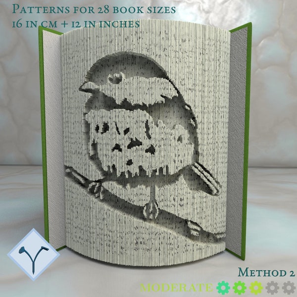 Bird - Chickadee / Tit: Book Folding Pattern, Instruction DIY folded book art, cut and fold books & only cut, free patterns + texture