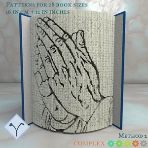 Prayer - Praying Hands: Book Folding Pattern, Instruction DIY folded book art, cut and fold books & only cut, free patterns + texture