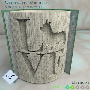 Love Dog: Book Folding Pattern, Instruction DIY folded book art, cut and fold books & only cut + free patterns + free texture