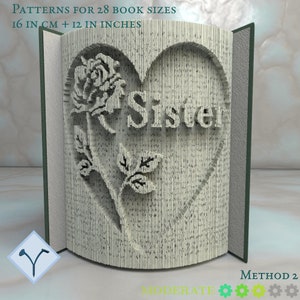 Sorella - Cuore E Rosa: Modello libro pieghevole, Istruzioni per tagliare e piegare libri e solo taglio, trama + modelli gratuiti