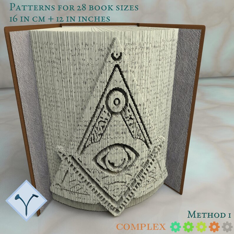 Freemasonry Eye: Book Folding Pattern, Instruction DIY folded book art, cut and fold books & only cut free patterns free texture 画像 2