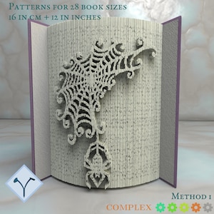 Spiderweb: Book Folding Pattern, Instruction DIY folded book art, cut and fold books & only cut + free patterns + free texture