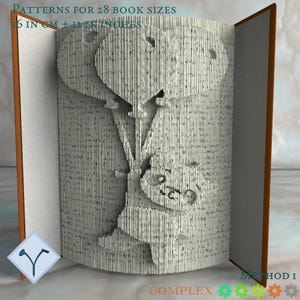 Panda With Balloons: Multilayered Book Art Pattern, Instruction DIY cut and fold & only cut, Book folding digital templates